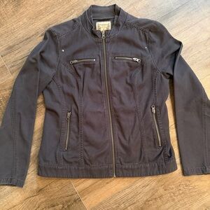 Ruff Hewn Women M Gray Utility Jacket Moto Y2K Bella Swan Twilight Zipper Bomber